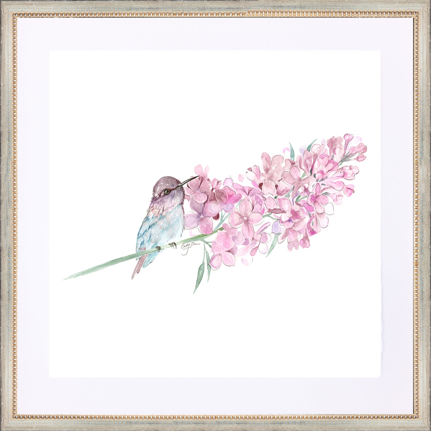framed giclée hummingbird & violets
