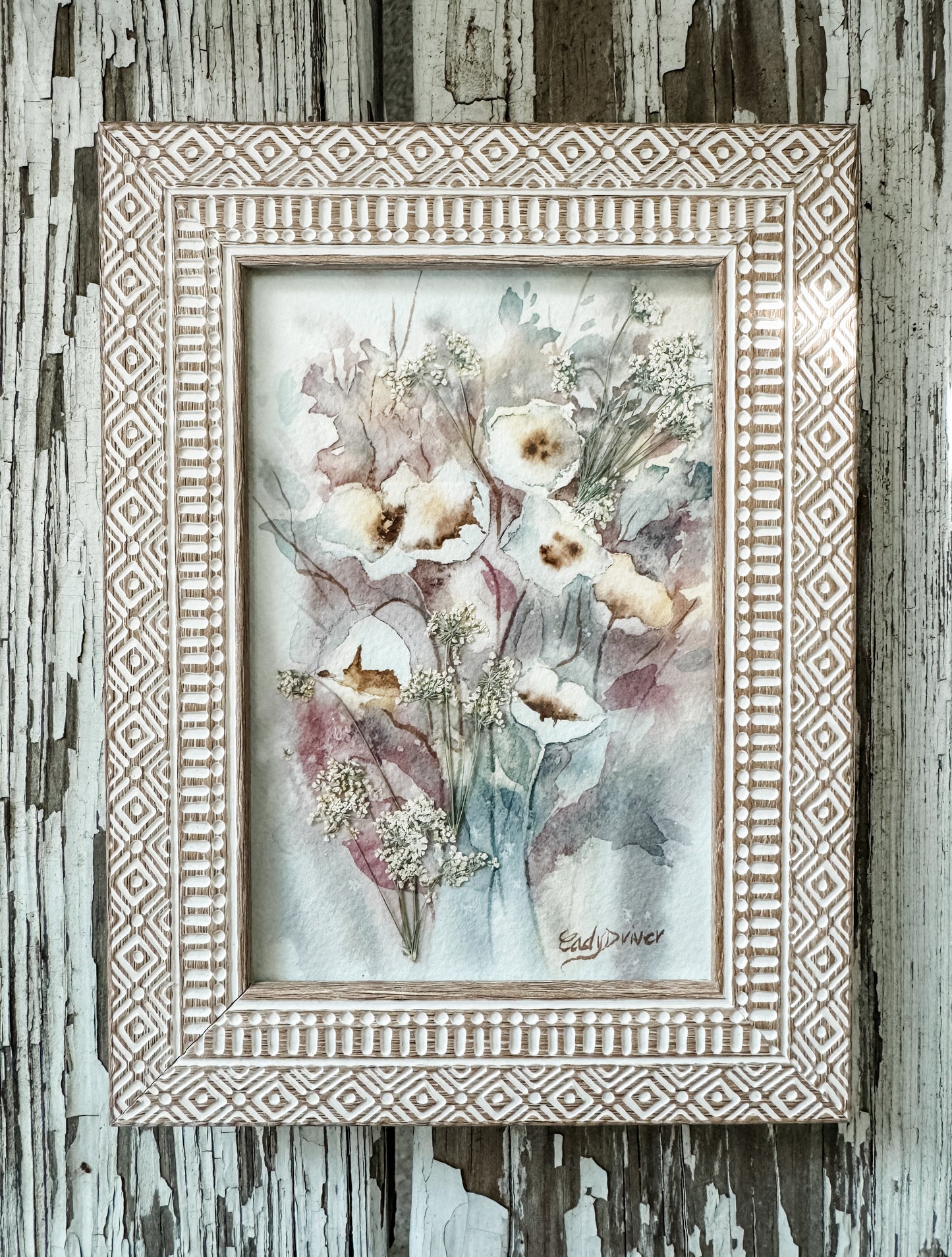 watercolor and pressed flower art