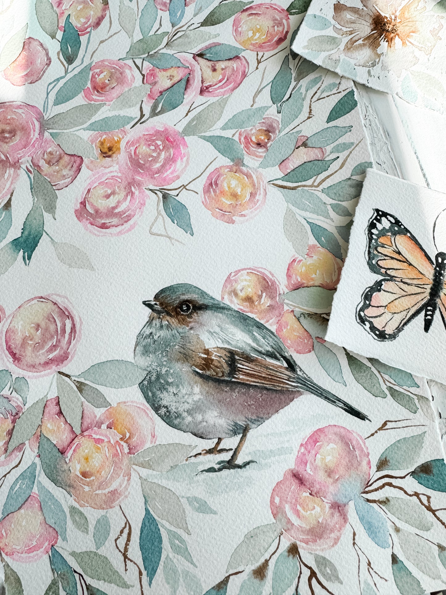 nursery roses with bird