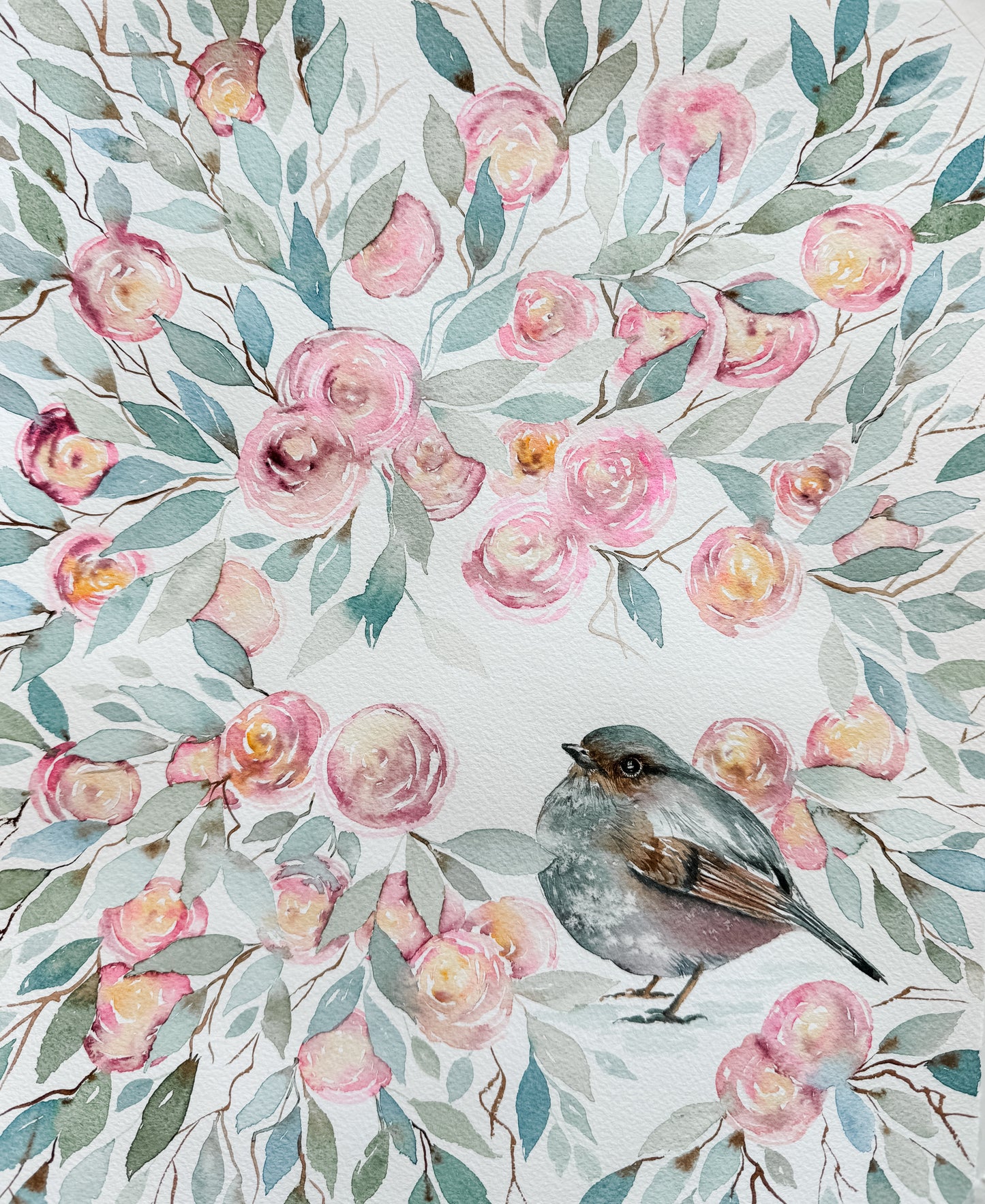 nursery roses with bird