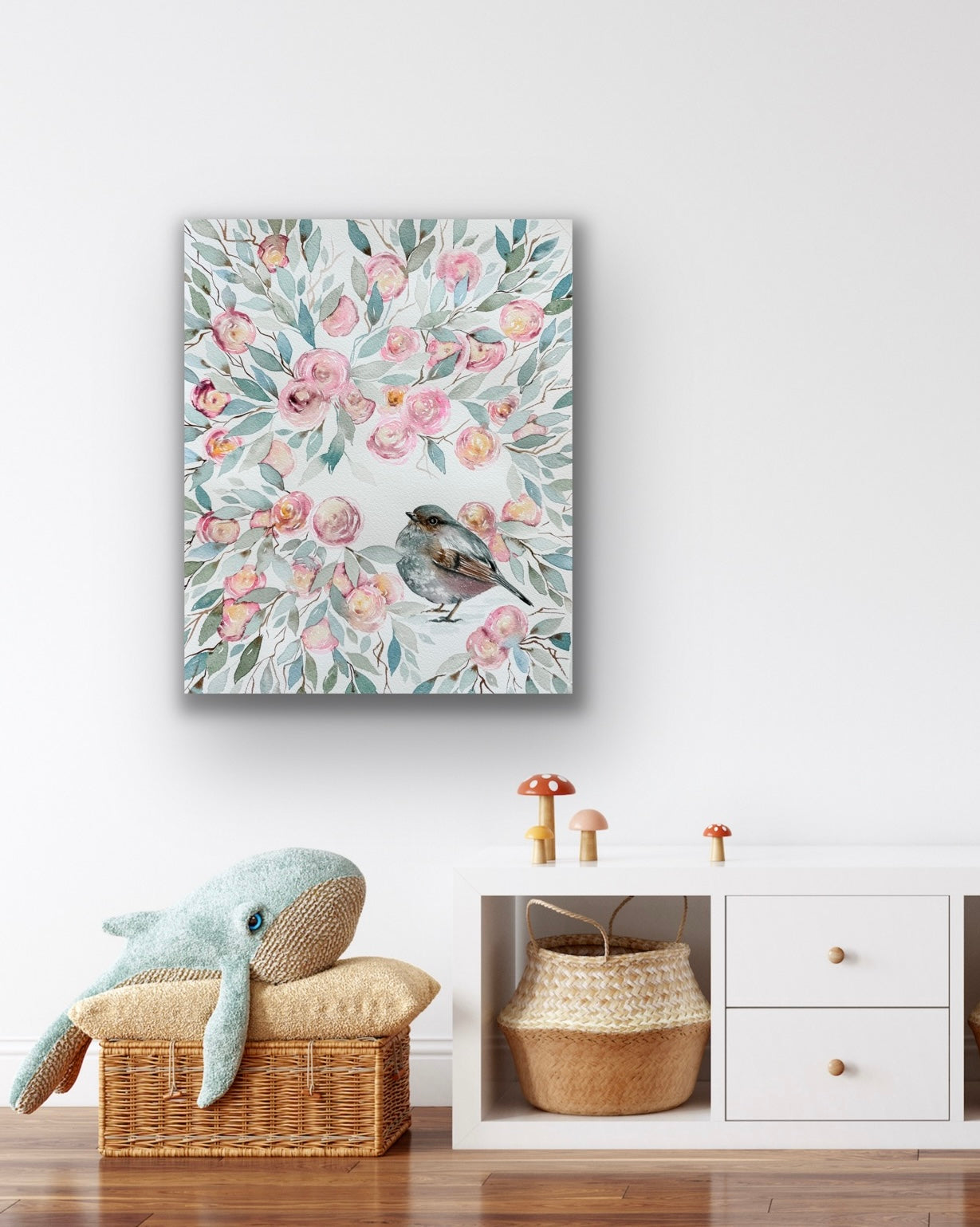 nursery roses with bird