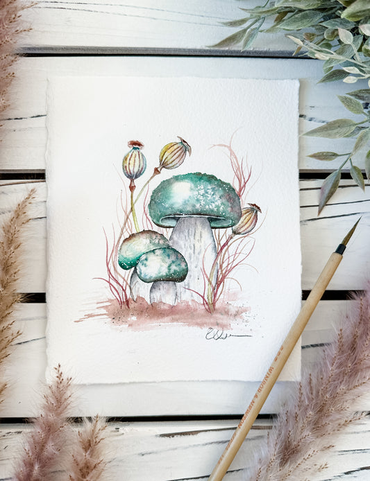 green mushroom print